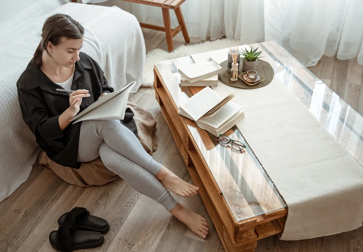 Woman concentrating on a task while working and managing a busy mental workload