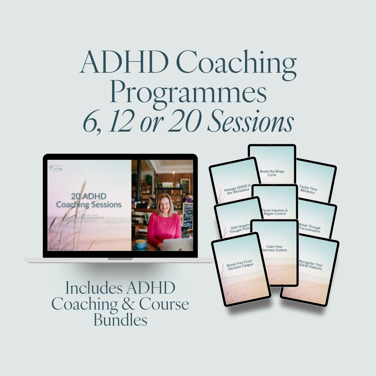 Preview of ADHD coaching courses and self-guided programmes available online