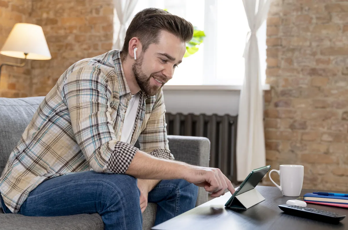 Man reflecting during an online counselling session at Clear Haven Therapy